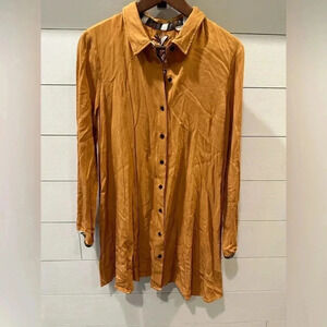 Hem & Thread Mustard Yellow Long Sleeve Shirt- Large